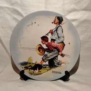 Norman Rockwell going fishing Collector Plate
